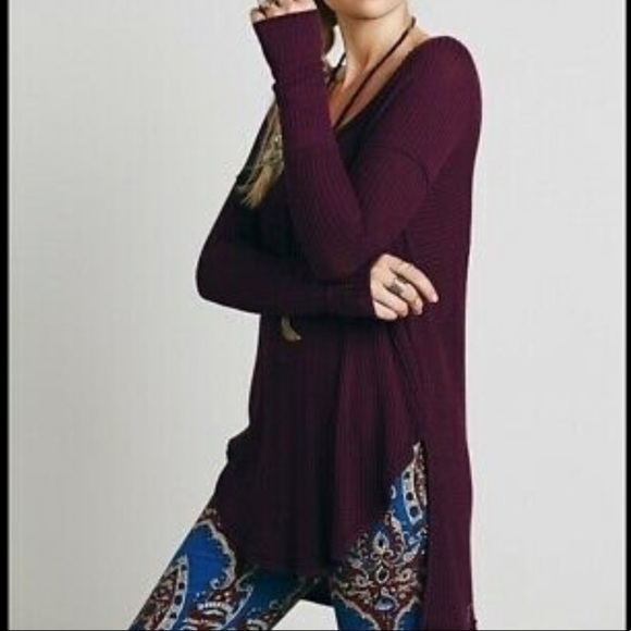 Free People Ventura’s African Violet Dripy Thermal Size Small - Picture 2 of 10